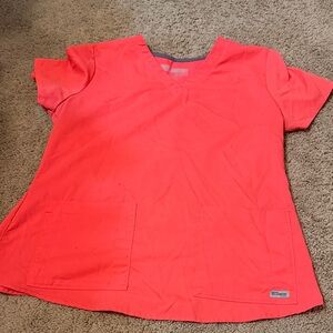 Grey’s Anatomy size, large, fuchsia, neon, orange scrub top